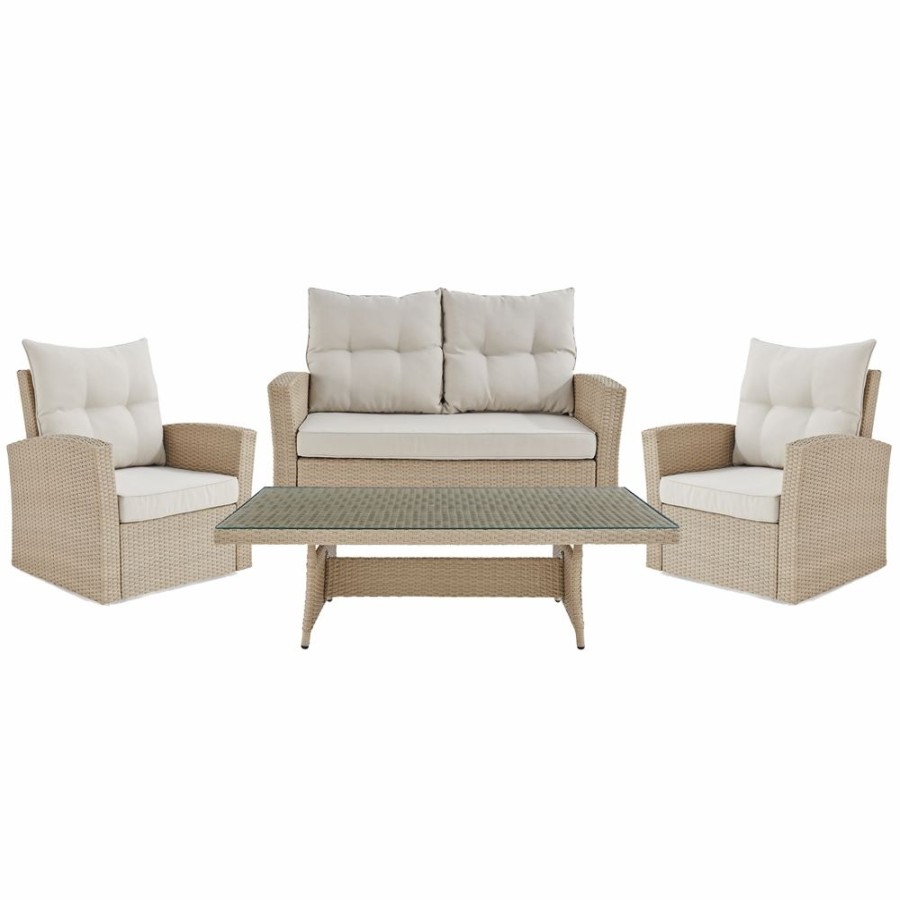 * Alaterre Canaan All-Weather Wicker Outdoor Set W/Loveseat, 2 Chairs & Coffee Table Best