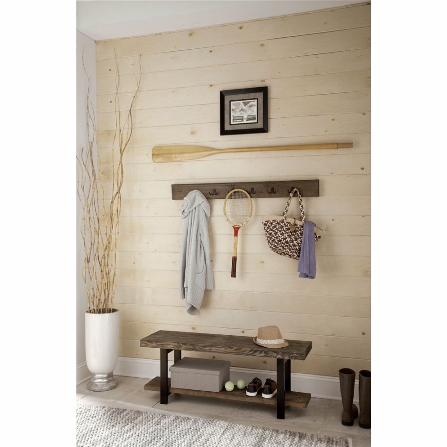 * Alaterre Pomona Brown 6-Hook Hook Rack And Bench Online