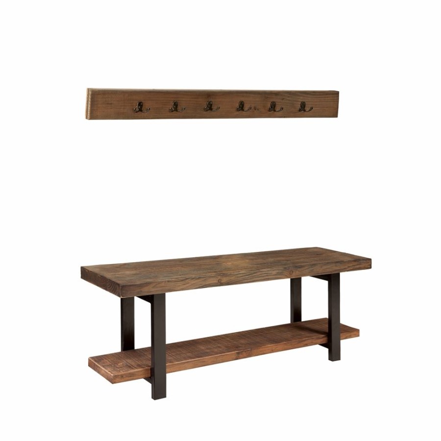 * Alaterre Pomona Brown 6-Hook Hook Rack And Bench Online