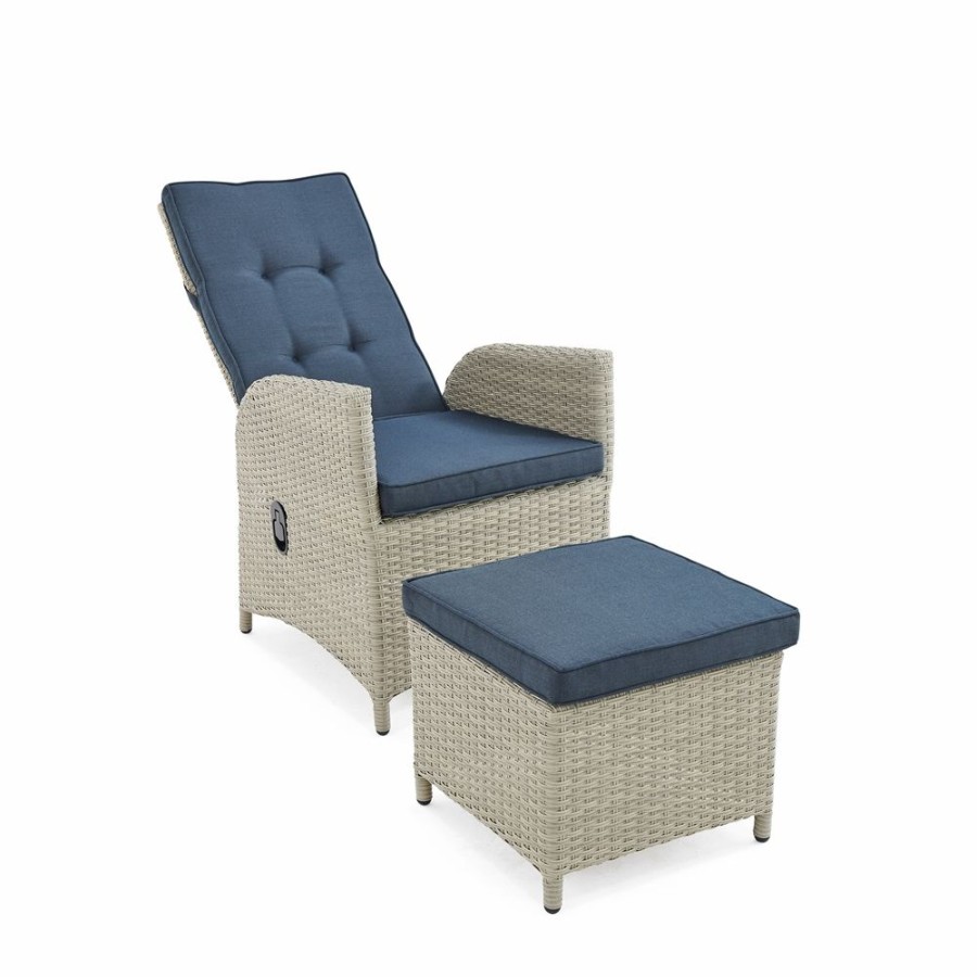 * Alaterre Haven All-Weather Wicker 2 Outdoor Recliners W/ 2 Ottomans & Accent Table Clearance