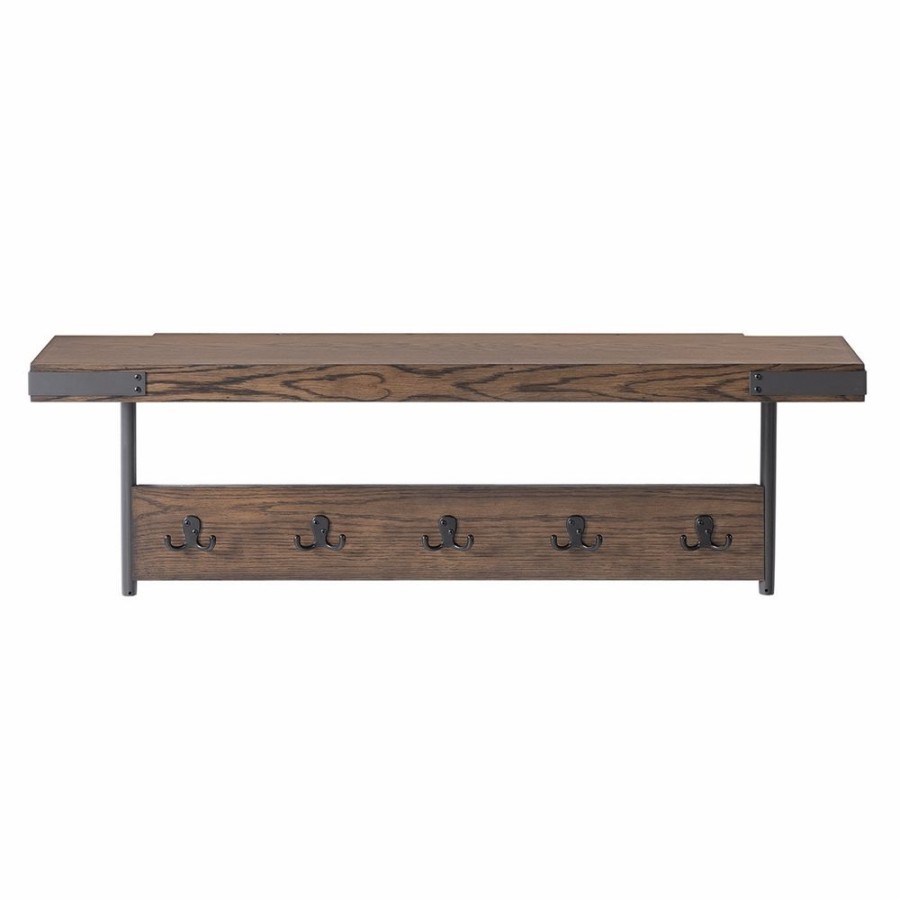 * Alaterre Kyra Rustic Brown 5-Hook Hook Rack With Shelf Online