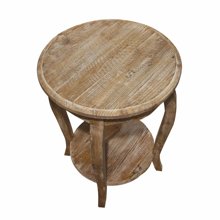 * Alaterre Rustic Driftwood Wood Round End Table Hot