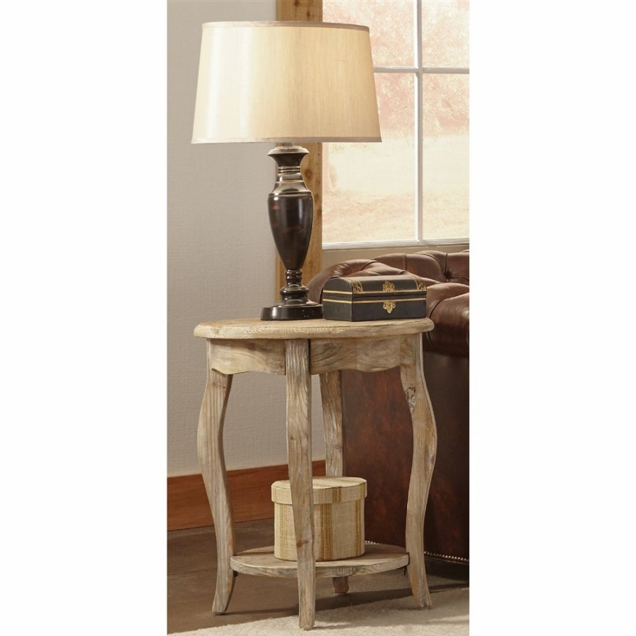 * Alaterre Rustic Driftwood Wood Round End Table Hot