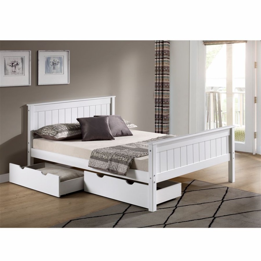 * Alaterre Harmony White Full Platform Bed With Integrated Storage Hot