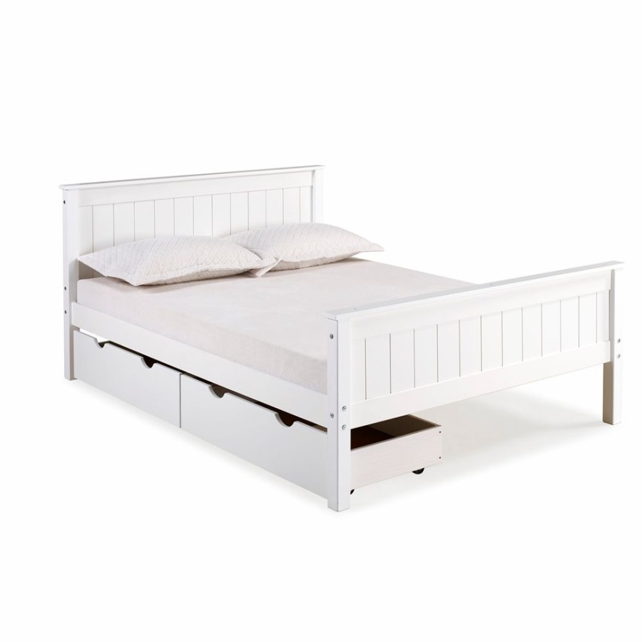 * Alaterre Harmony White Full Platform Bed With Integrated Storage Hot