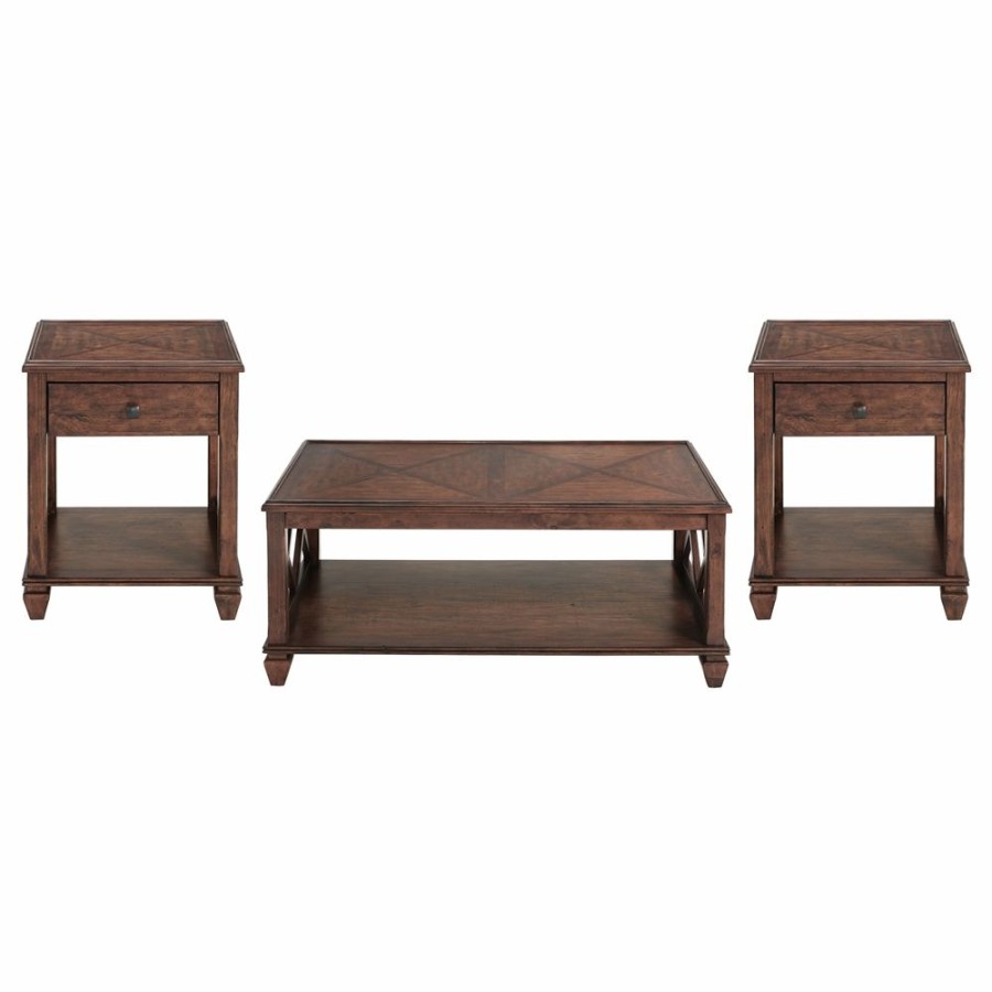 * Alaterre Stockbridge Formal Cherry Pine Accent Table Set 3-Piece Clearance