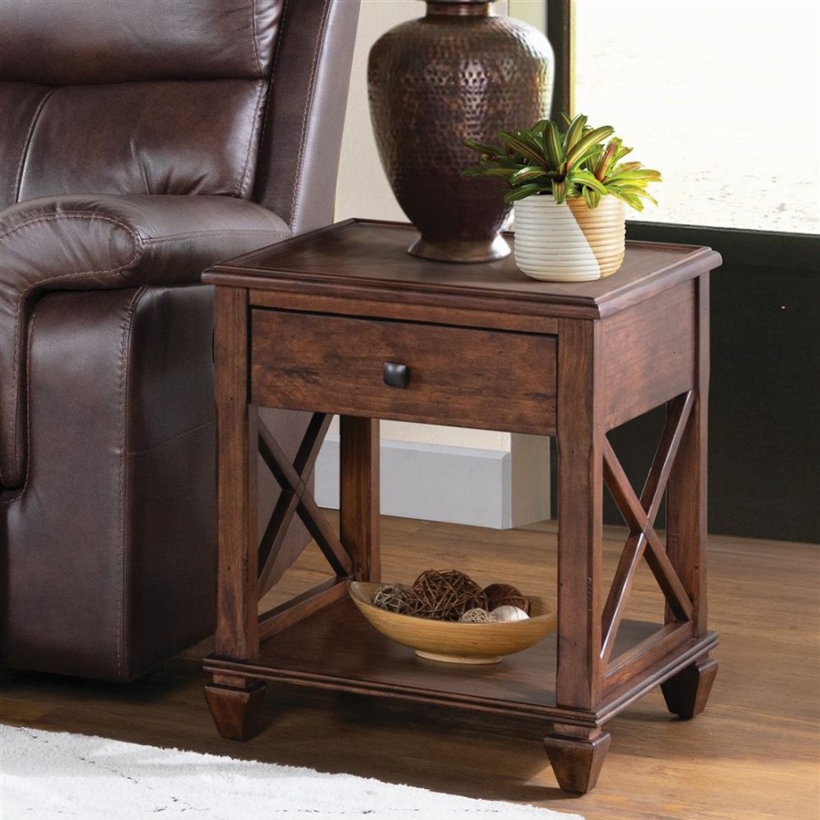 * Alaterre Stockbridge Formal Cherry Pine Accent Table Set 3-Piece Clearance