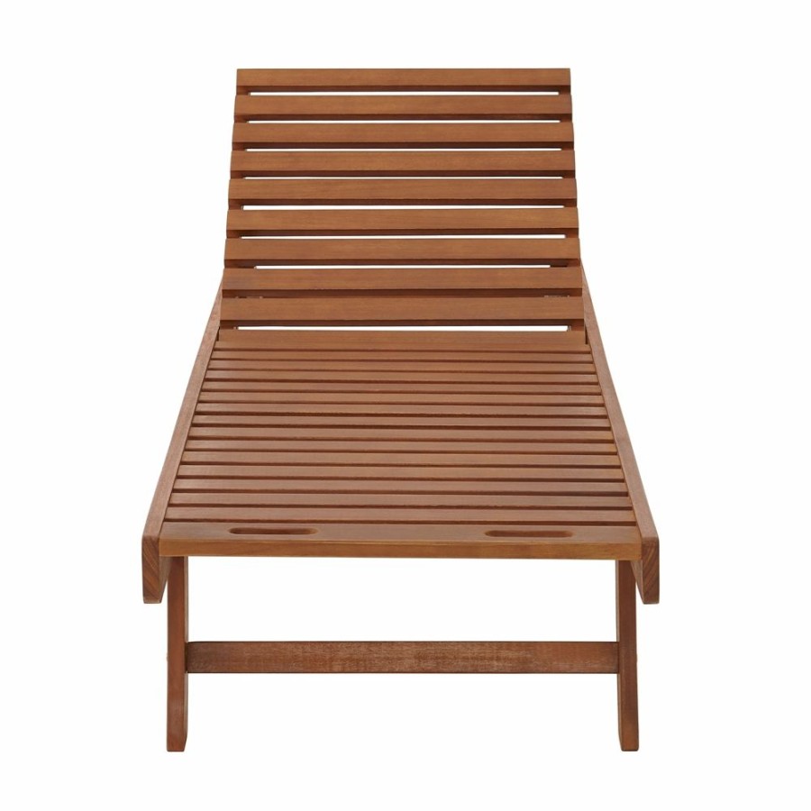 * Alaterre Caspian Natural Wood Stationary Lounge Chair With Slat Seat Clearance