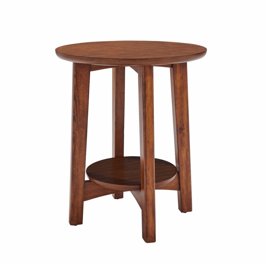 * Alaterre Monterey Warm Chestnut Wood Round End Table Best