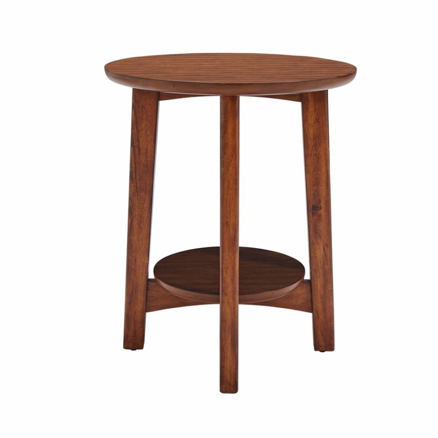 * Alaterre Monterey Warm Chestnut Wood Round End Table Best