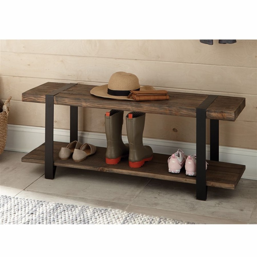 * Alaterre Modesto Rustic Brown And Black Accent Bench Online