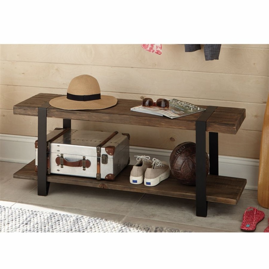 * Alaterre Modesto Rustic Brown And Black Accent Bench Online