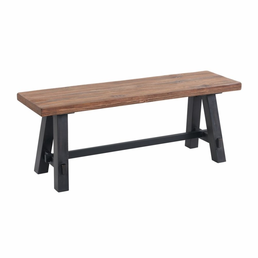 * Alaterre Adam Rustic Brown And Black Accent Bench Clearance