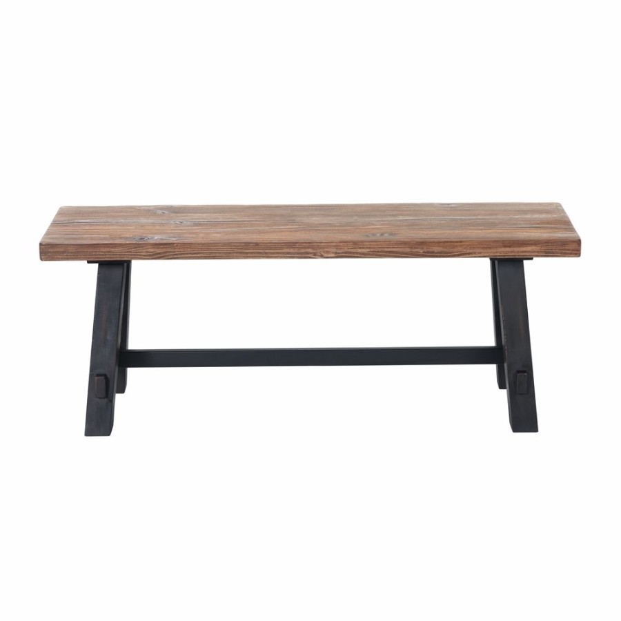 * Alaterre Adam Rustic Brown And Black Accent Bench Clearance