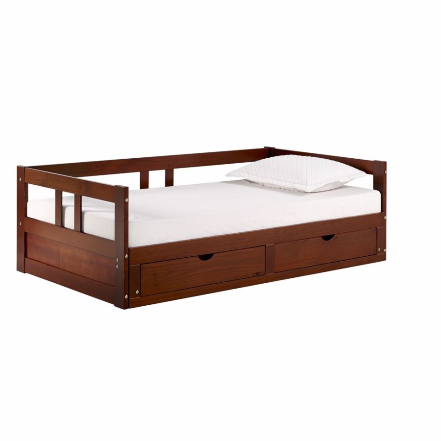 * Alaterre Melody Chestnut Twin Extendable Day Bed With Integrated Storage Clearance