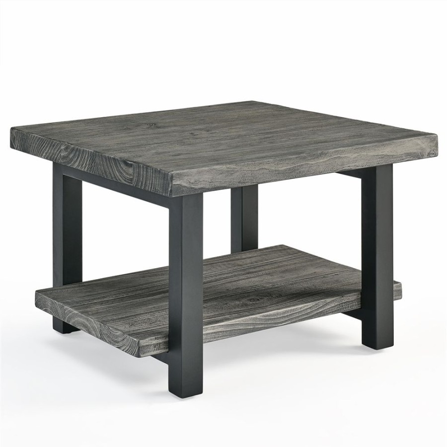 * Alaterre Pomona 27-In Metal And Wood Square Coffee Table Slate Grey Hot