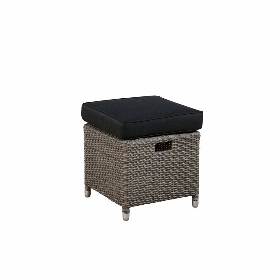 * Alaterre Monaco 17-In Grey Wicker Ottomans With Cushion Set Of 2 Best