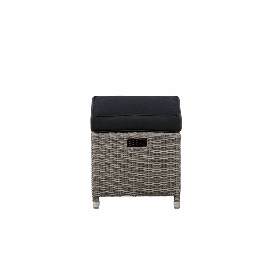 * Alaterre Monaco 17-In Grey Wicker Ottomans With Cushion Set Of 2 Best