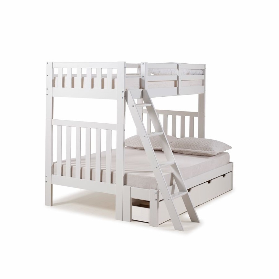 * Alaterre Aurora White Twin Over Full Bunk Bed With Integrated Storage Online