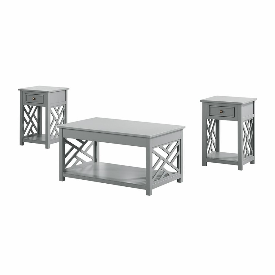 * Alaterre Coventry Grey Pine Accent Table Set 3-Piece Best