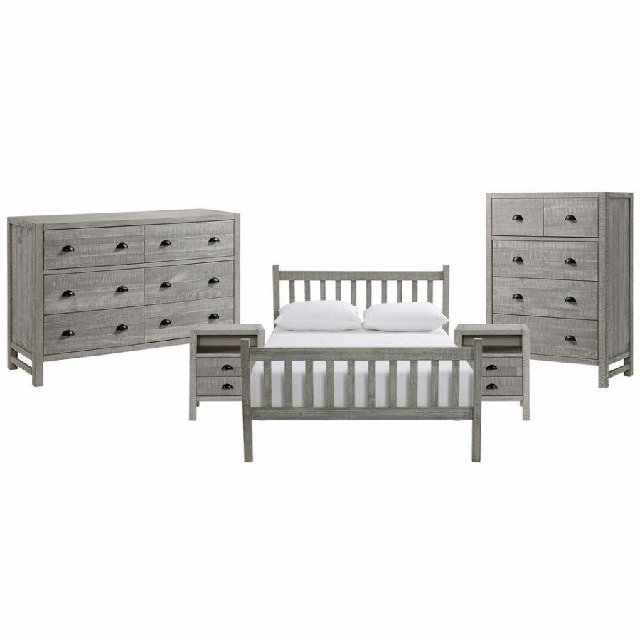 * Alaterre Windsor Driftwood Grey Slat Full Bedroom Set 5-Piece Wholesale