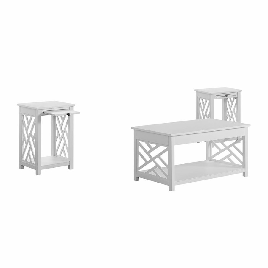 * Alaterre Coventry White Pine Accent Table Set 3-Piece New