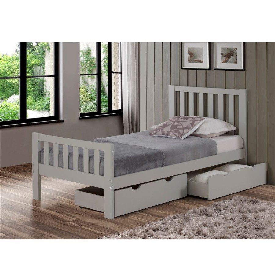 * Alaterre Aurora Dove Grey Twin Frame Bed With Integrated Storage Online