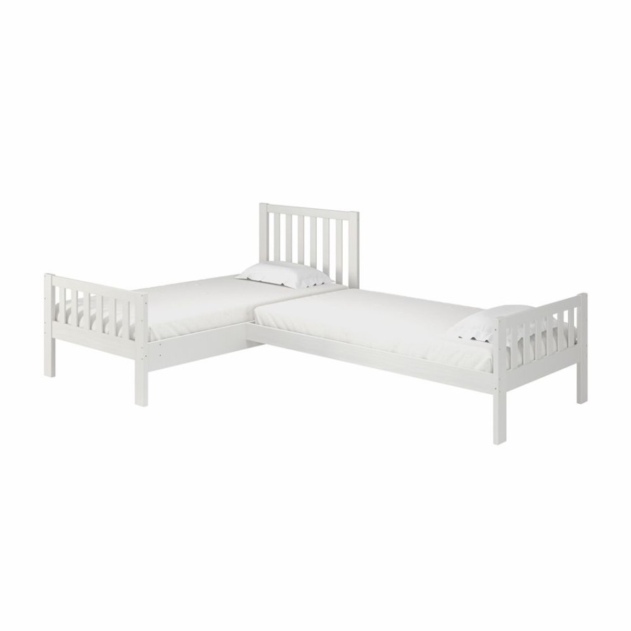 * Alaterre Aurora White L-Shaped Twin Frame Bed New