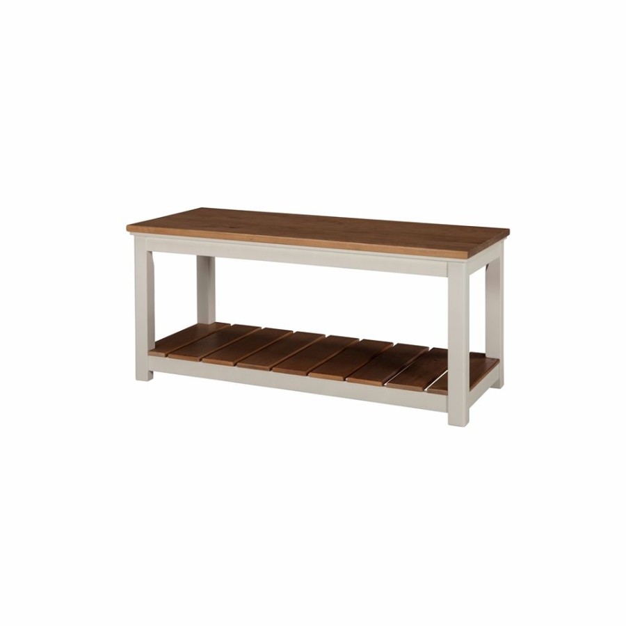 * Alaterre Savannah Rustic White And Brown Bench Hot