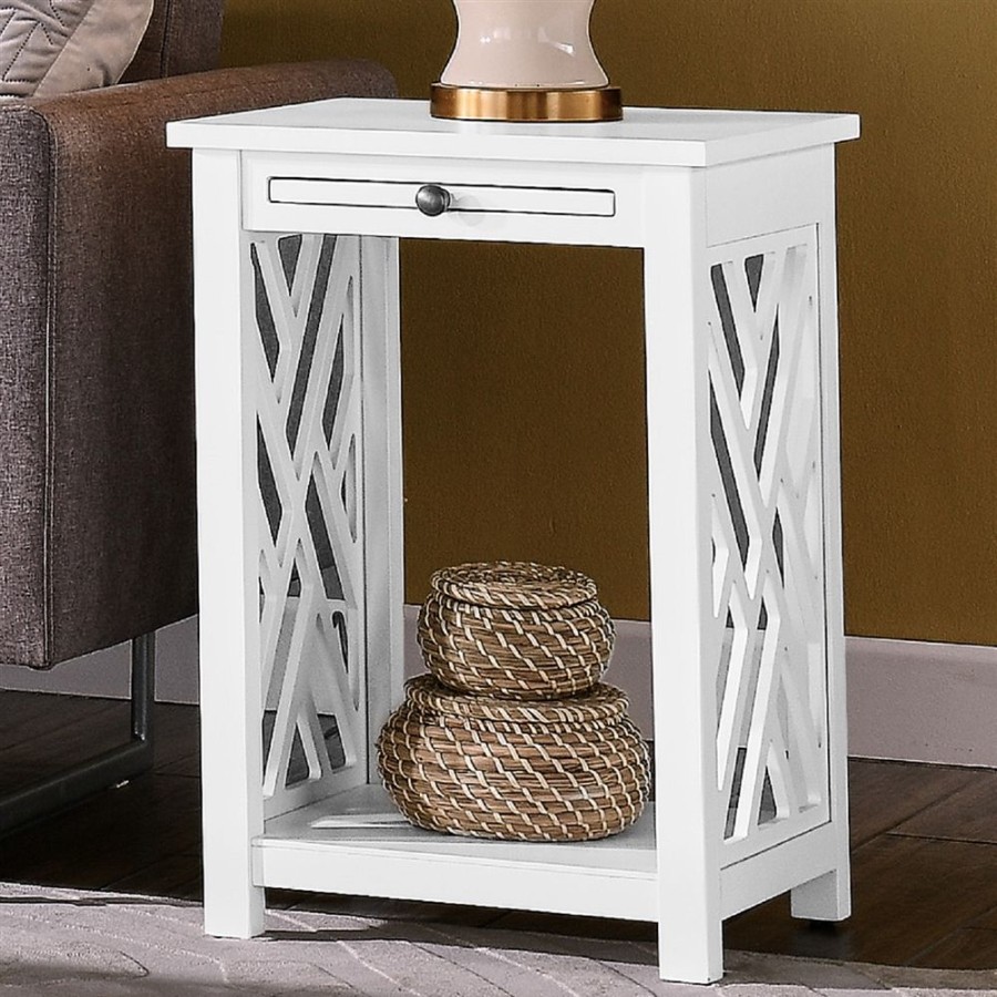 * Alaterre Coventry White Wood Square End Table Hot