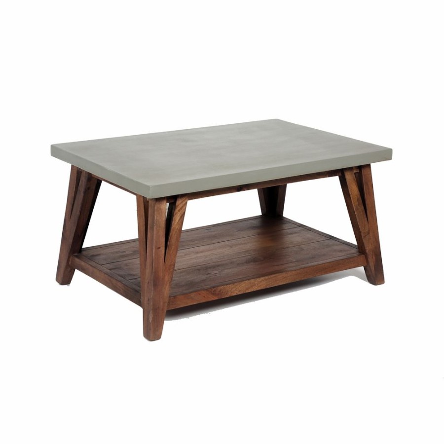 * Alaterre Brookside Rustic Concrete Coating And Wood Bench Clearance