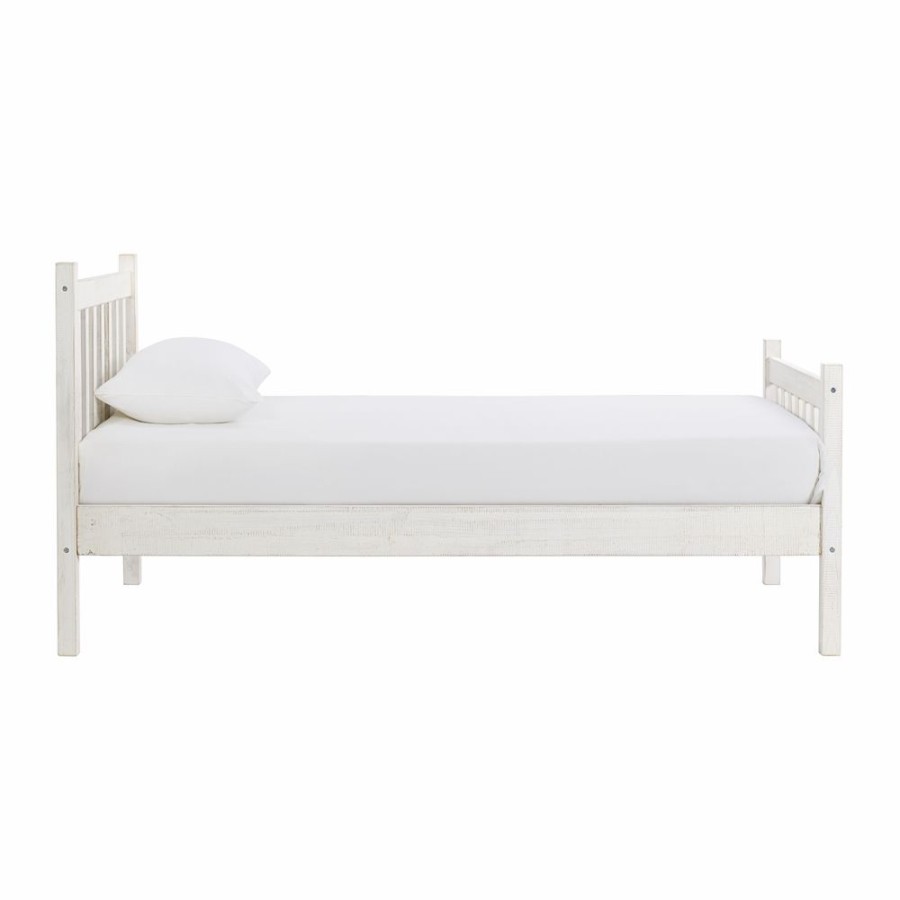 * Alaterre Windsor Driftwood White Twin Bed Frame Bed Clearance