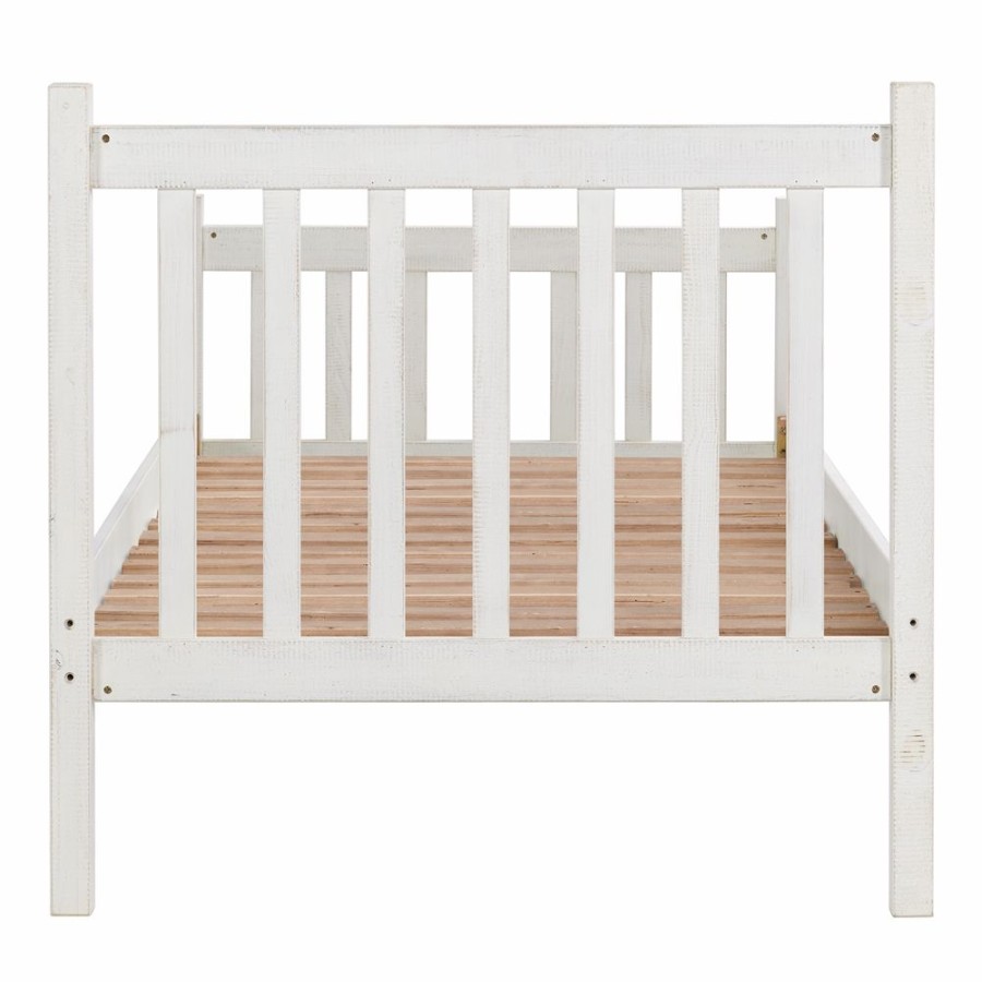 * Alaterre Windsor Driftwood White Twin Bed Frame Bed Clearance