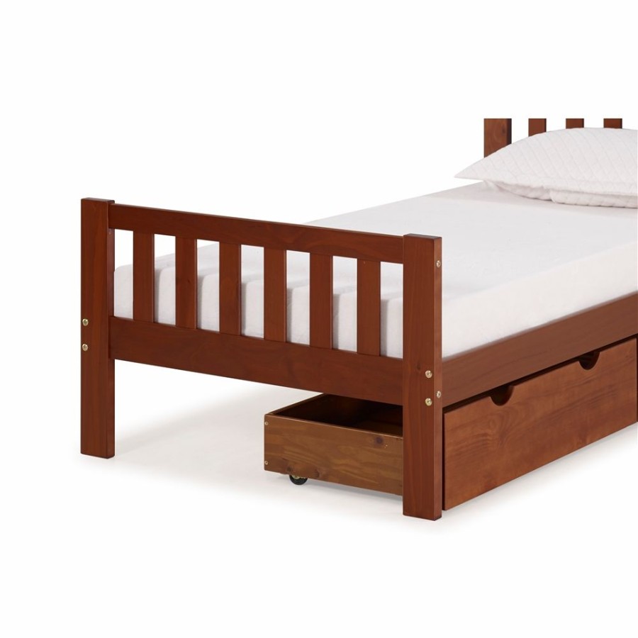 * Alaterre Aurora Chestnut Twin Frame Bed With Integrated Storage Best