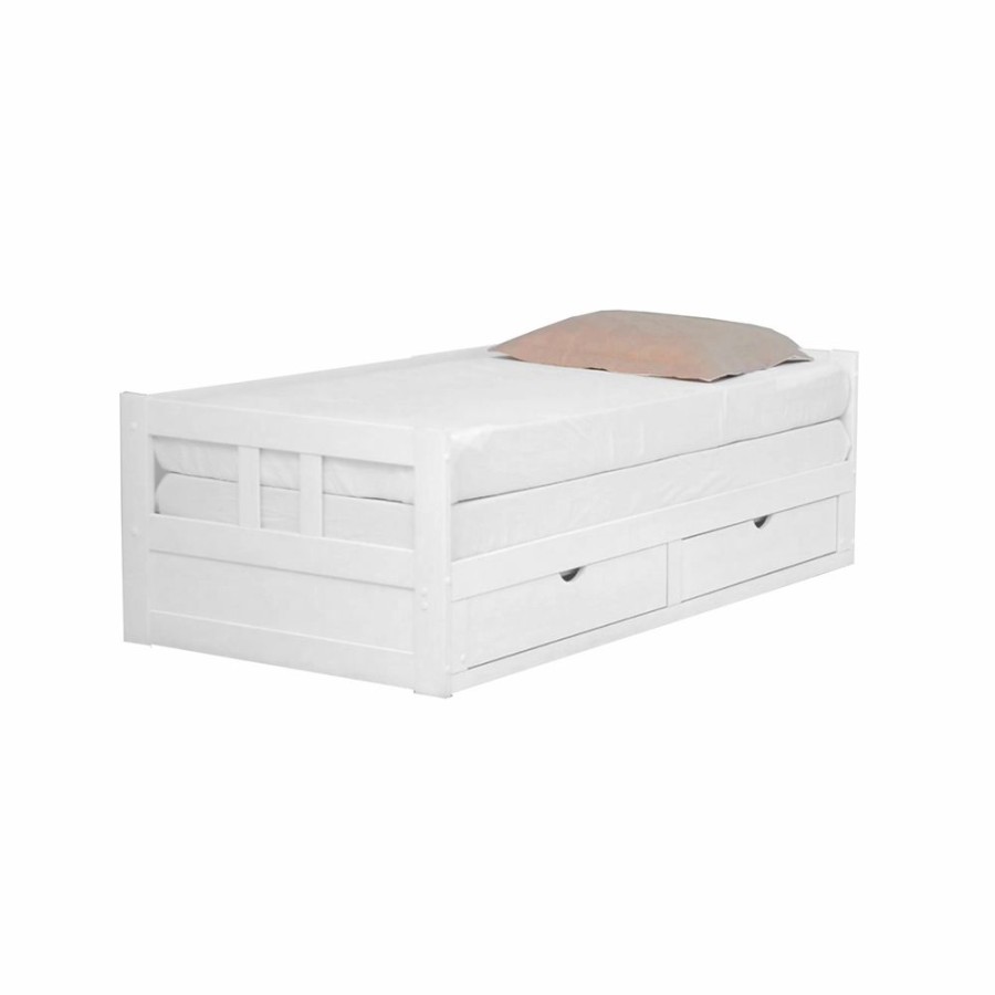 * Alaterre Melody White Twin Extendable Day Bed With Integrated Storage Clearance