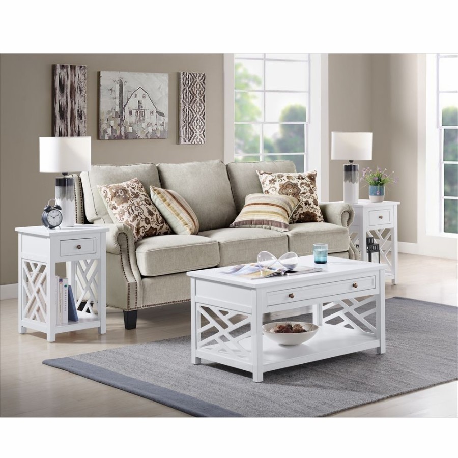 * Alaterre Coventry White Pine Accent Table Set 3-Piece Clearance