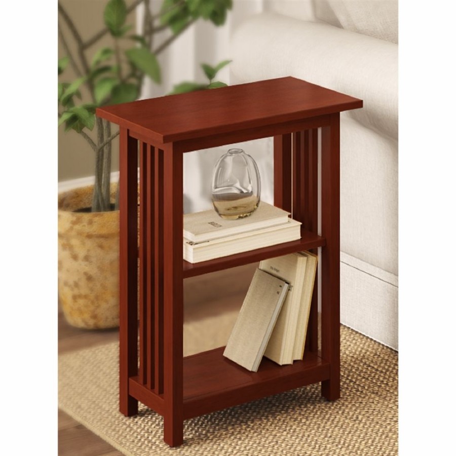 * Alaterre Mission Cherry Wood Rectangular End Table Clearance