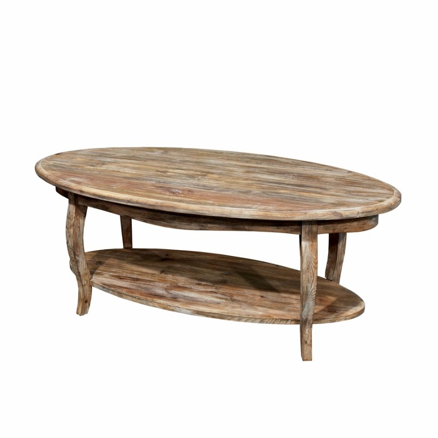 * Alaterre Rustic Reclaimed Oval Coffee Table Driftwood Hot