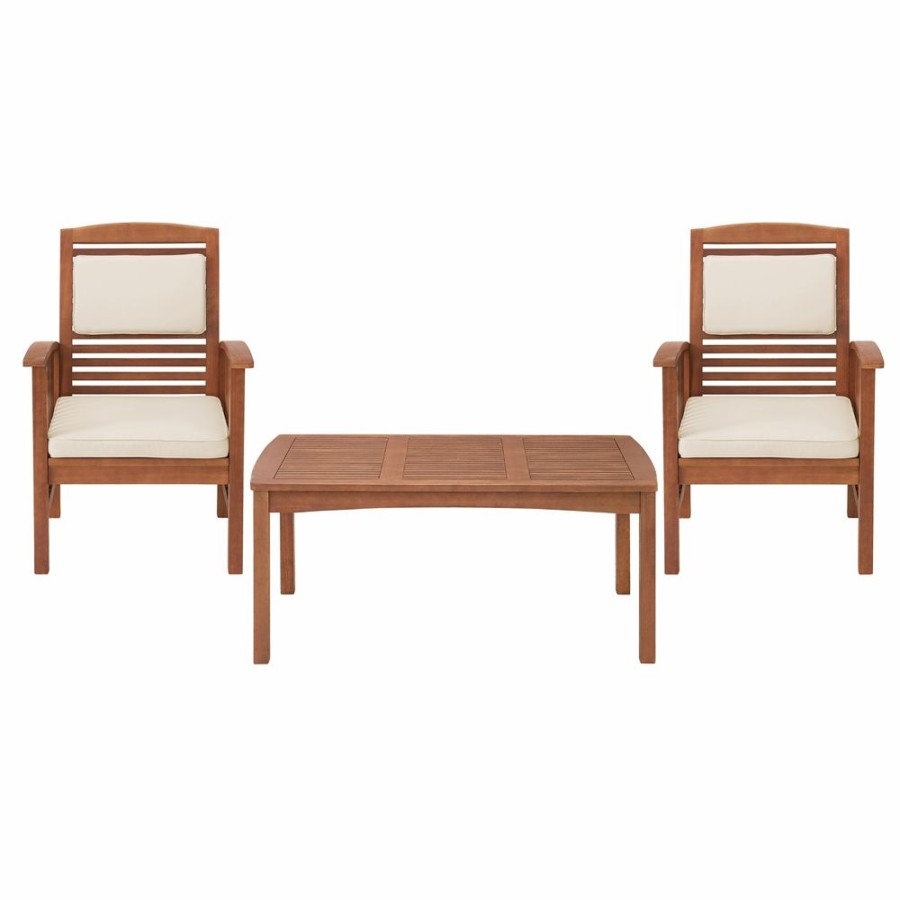 * Alaterre Lyndon Wood Frame Patio Conversation Set With Cushions Included 3-Piece Wholesale