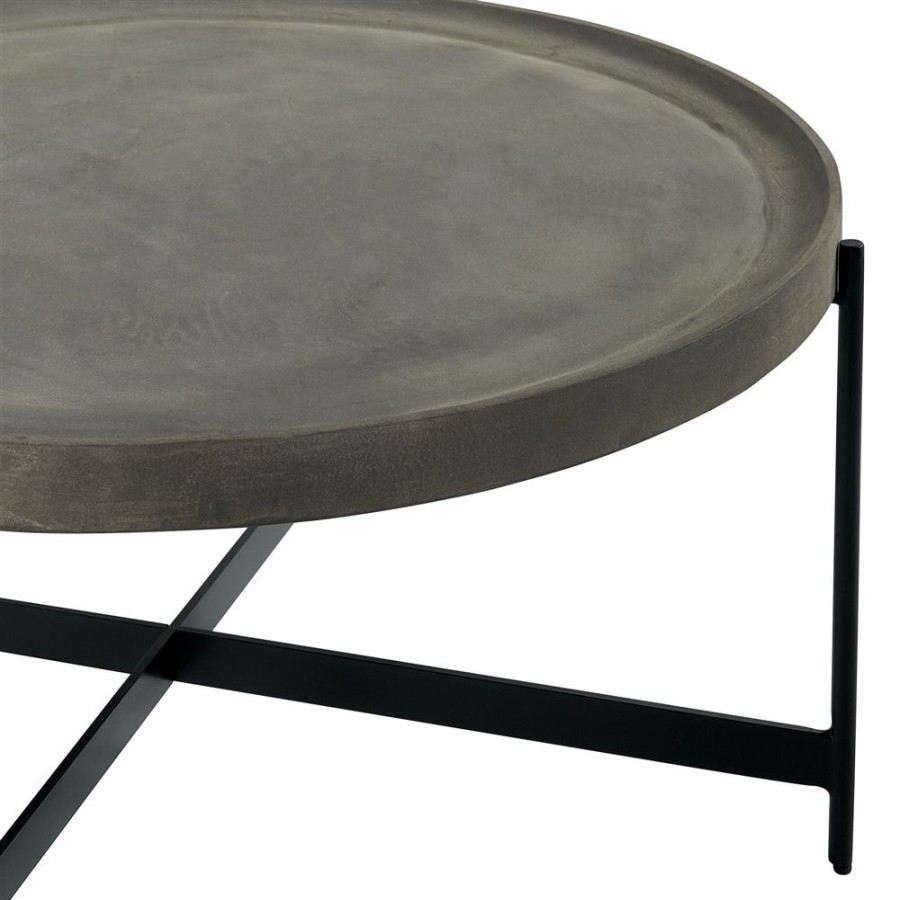 * Alaterre Brookline 42-In Round Wood With Concrete-Coating Coffee Table New