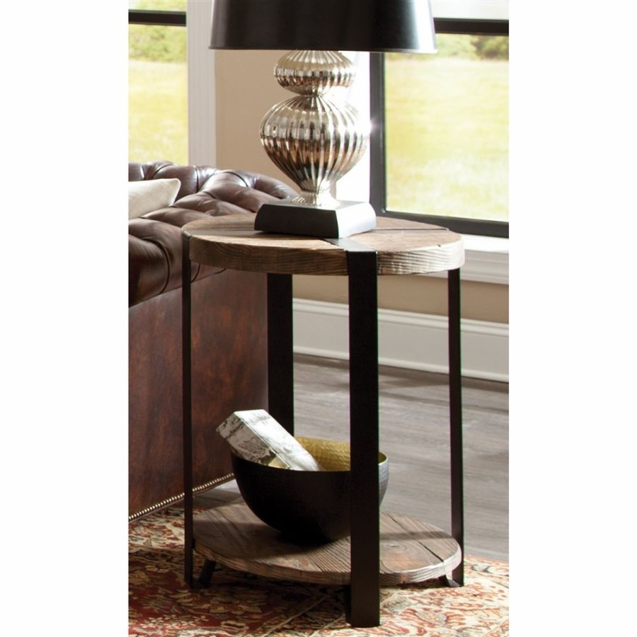 * Alaterre Modesto Black And Brown Wood Round End Table Online