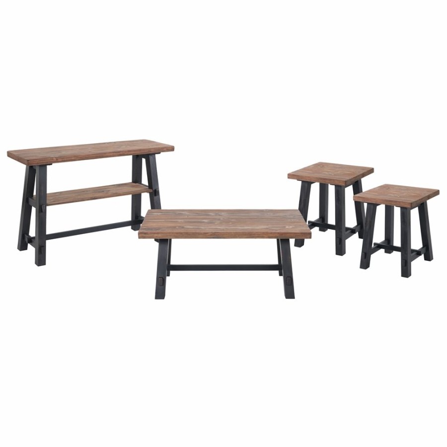 * Alaterre Adam Rustic Natural Pine Accent Table Set 4-Piece Wholesale