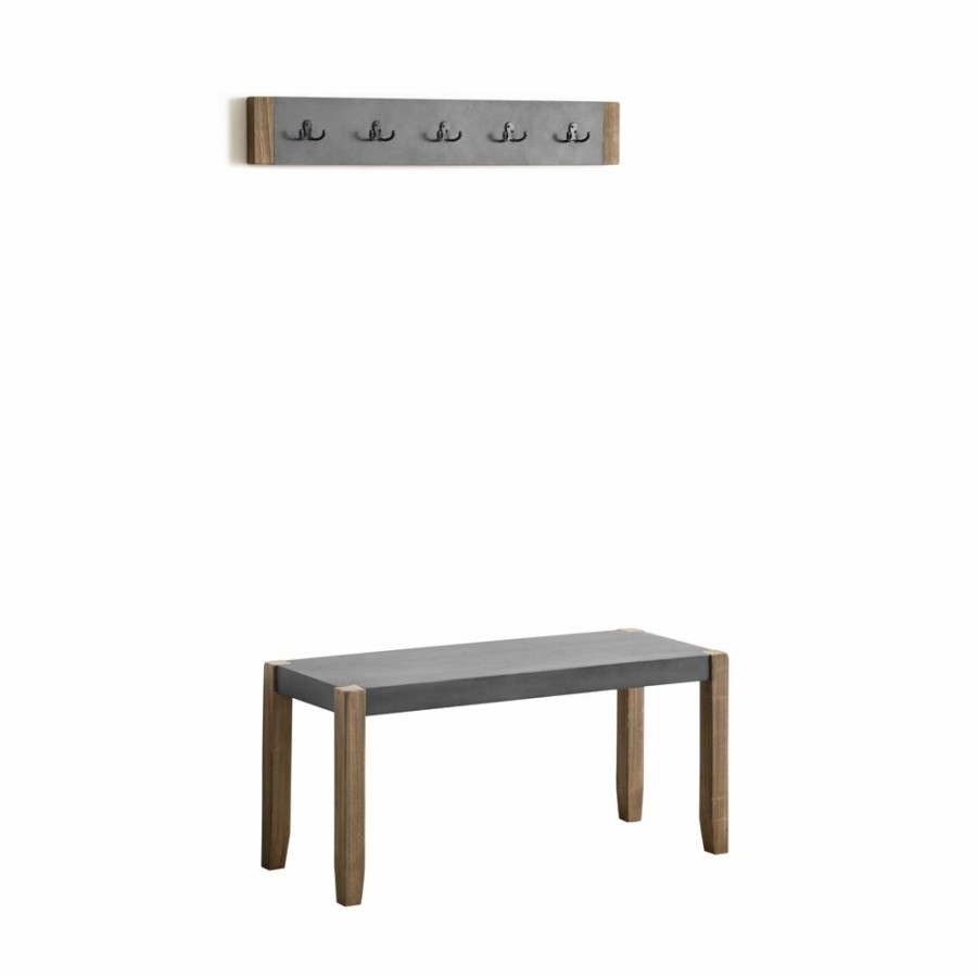 * Alaterre Newport Concrete Grey 5-Hook Hook Rack And Bench Clearance