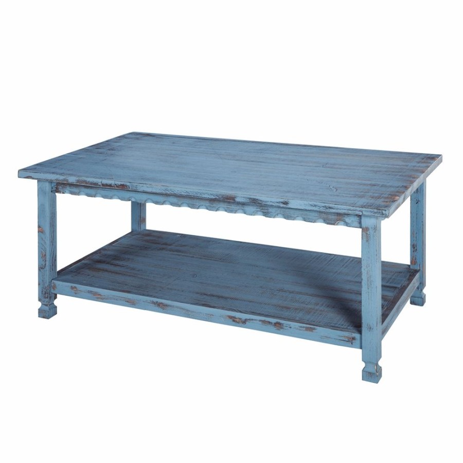 * Alaterre Country Cottage 42-In Coffee Table Blue Antique Finish Wholesale