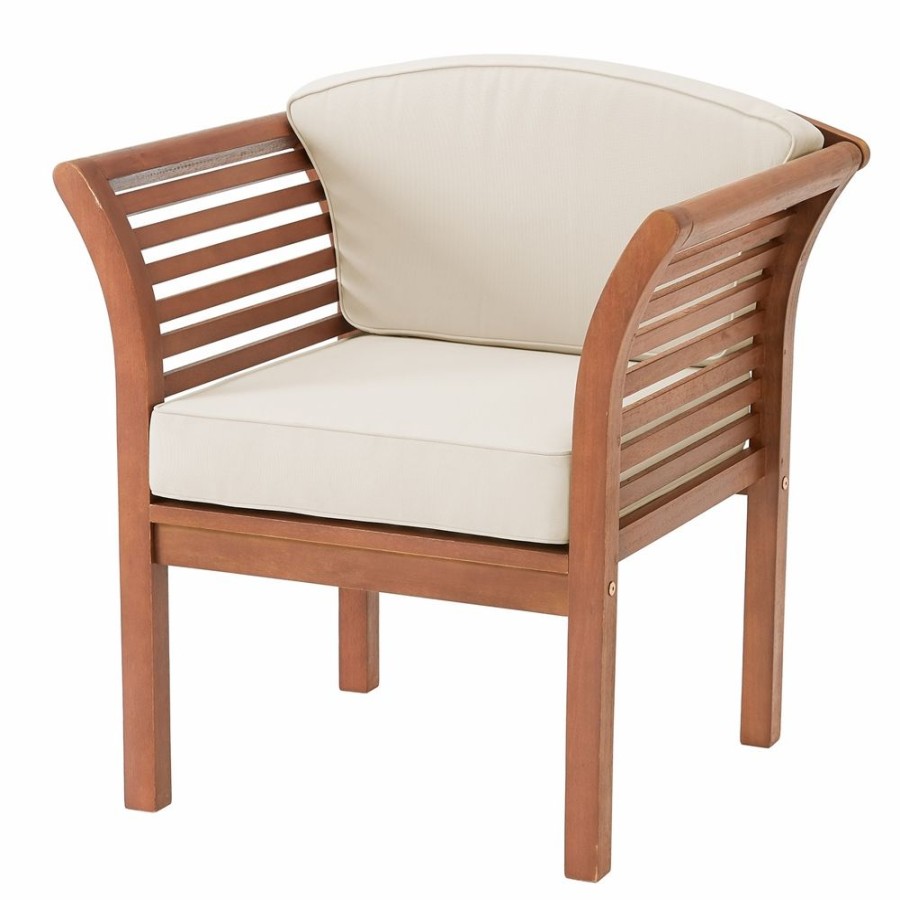 * Alaterre Stamford Natural Wood Stationary Conversation Chair With Beige Cushioned Seat Hot