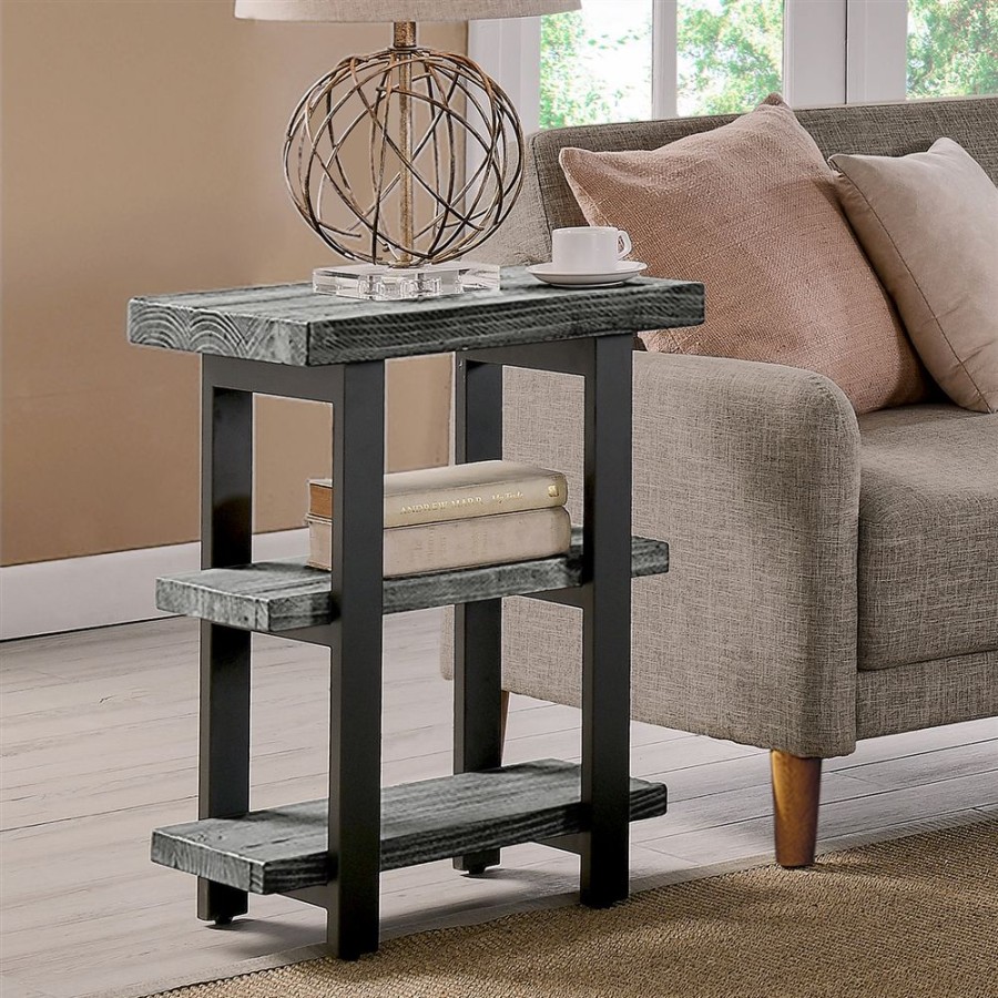 * Alaterre Pomona Slate Grey Wood Rectangular End Table Best