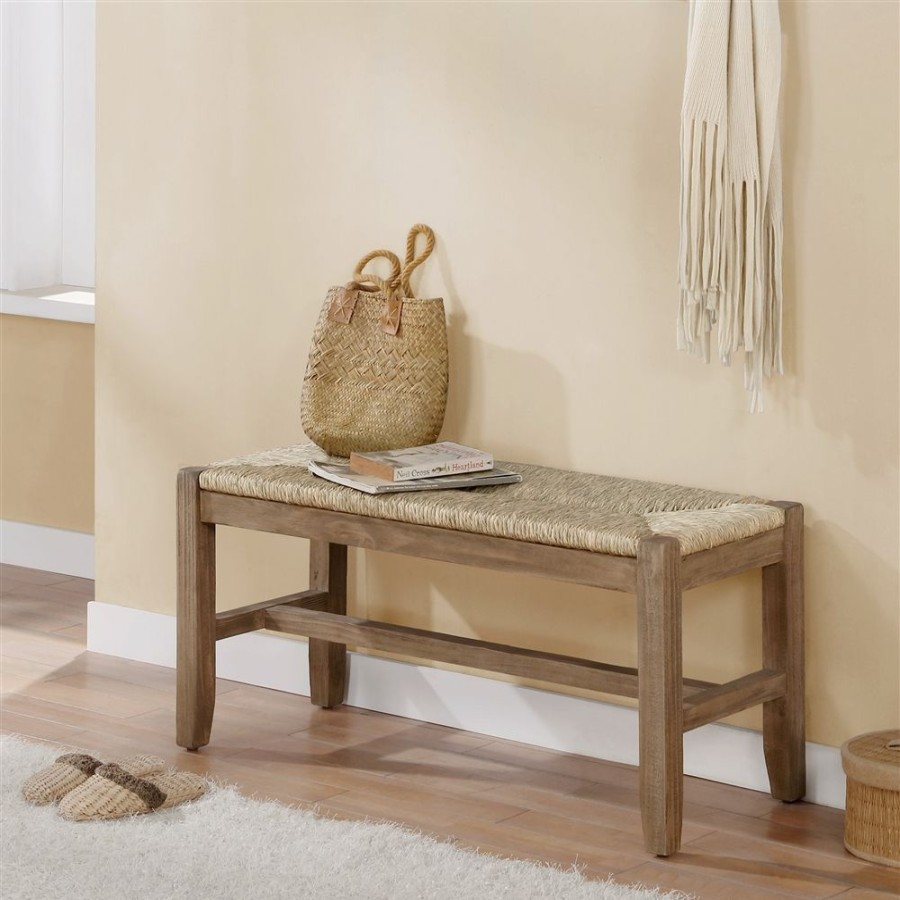 * Alaterre Newport Rustic Brown Accent Bench Hot