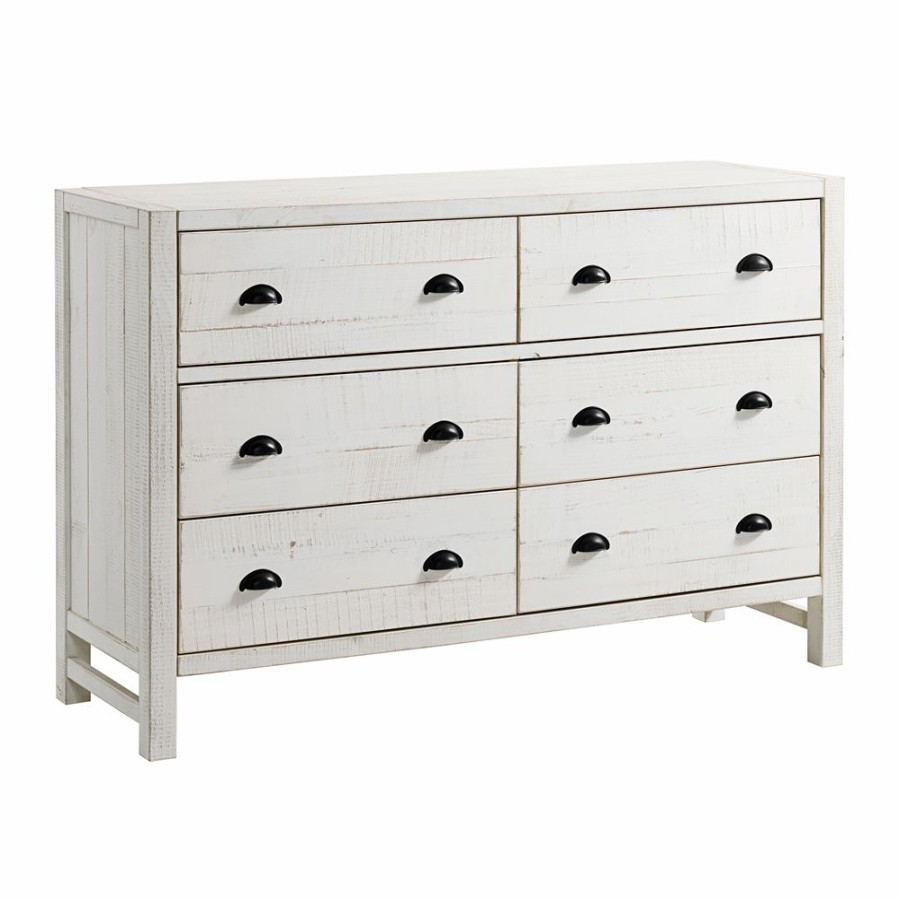 * Alaterre Windsor Driftwood White Pine 6-Drawer Double Dresser Wholesale