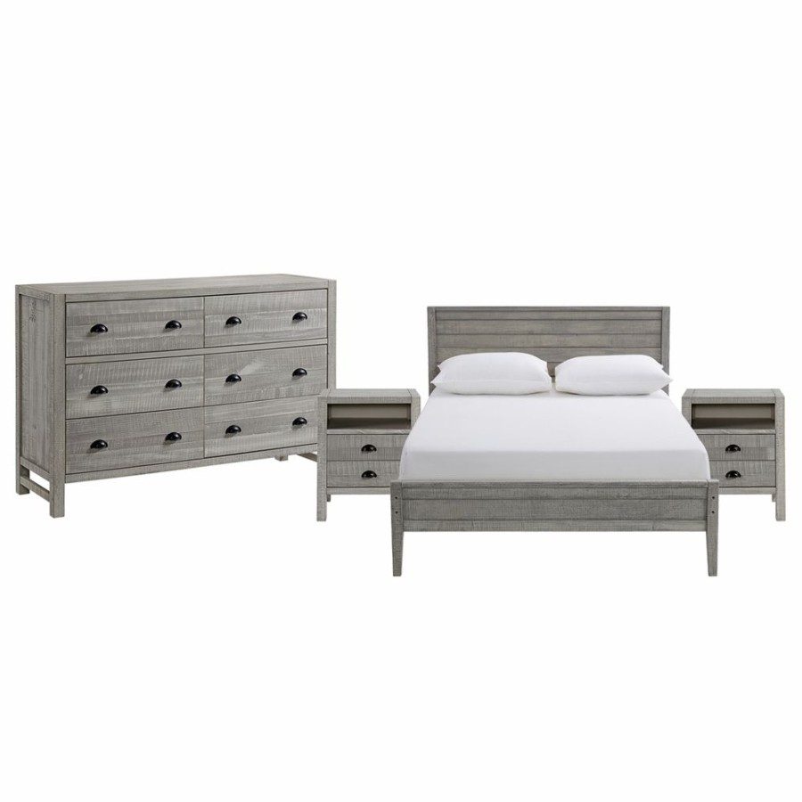 * Alaterre Windsor Driftwood Grey Full Bedroom Set 4-Piece New