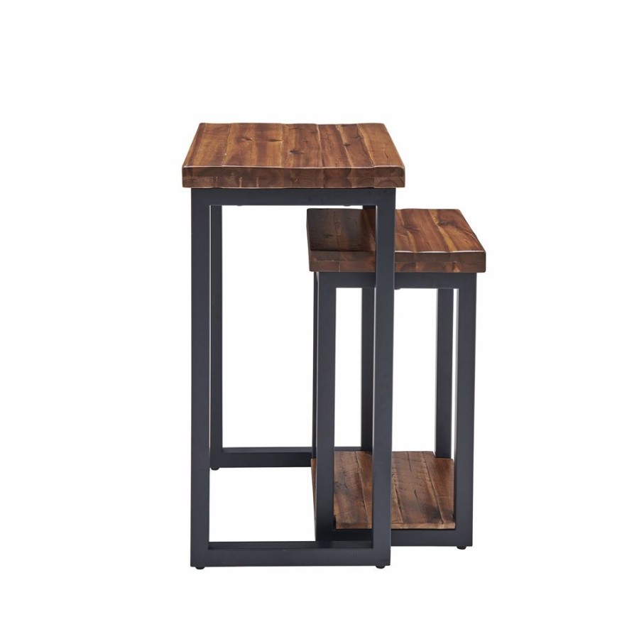 * Alaterre Claremont Colonial Brown Acacia Nesting Accent Table Set 4-Piece Clearance